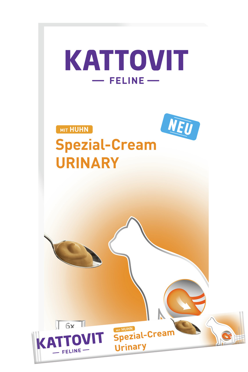 Kattovit Feline Spezial-Cream Urinary, Katzen, Huhn, unterstützt Harnwege, cremig, 6 Portionsbeutel, neu.