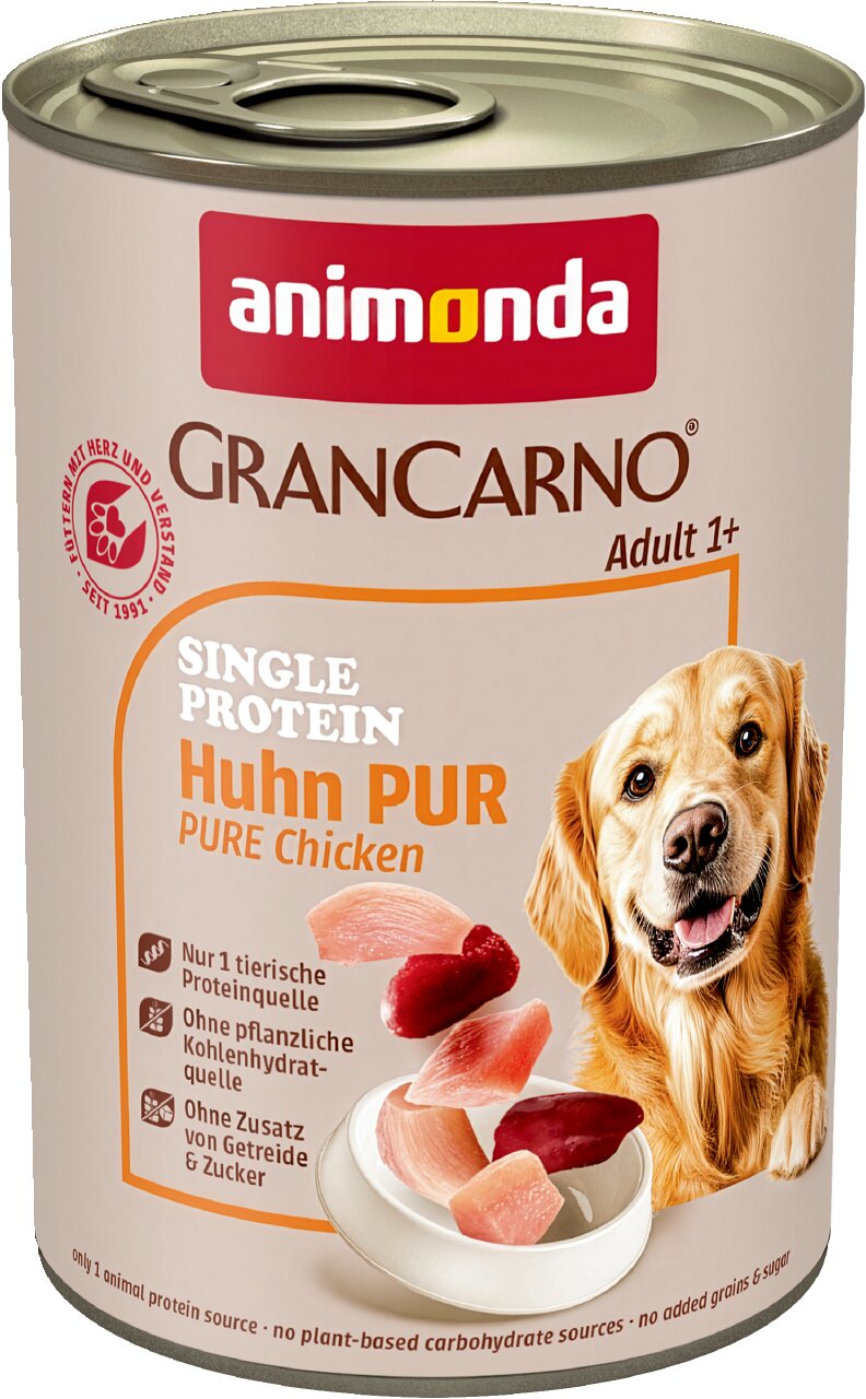 animonda GranCarno Adult 1+ Huhn Pur für Hunde, Single Protein, ohne Getreide und Zucker, 800 g Dose?
