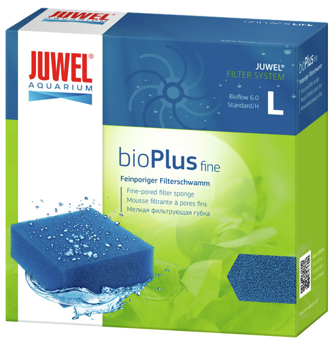 JUWEL bioPlus fine Filterschwamm, feinporig, für Aquarienbesitzer, Bioflow 6.0, effektive Filterung, Größe L, Verpackung Blau-Grün.