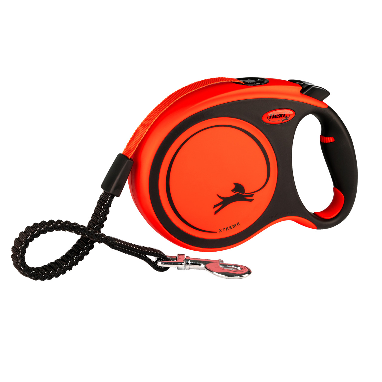 Flexi Xtreme Hundeleine, Hunde, Orange-Schwarz, robustes elastisches Seil, Metallkarabiner, max. Sicherheit & Komfort.