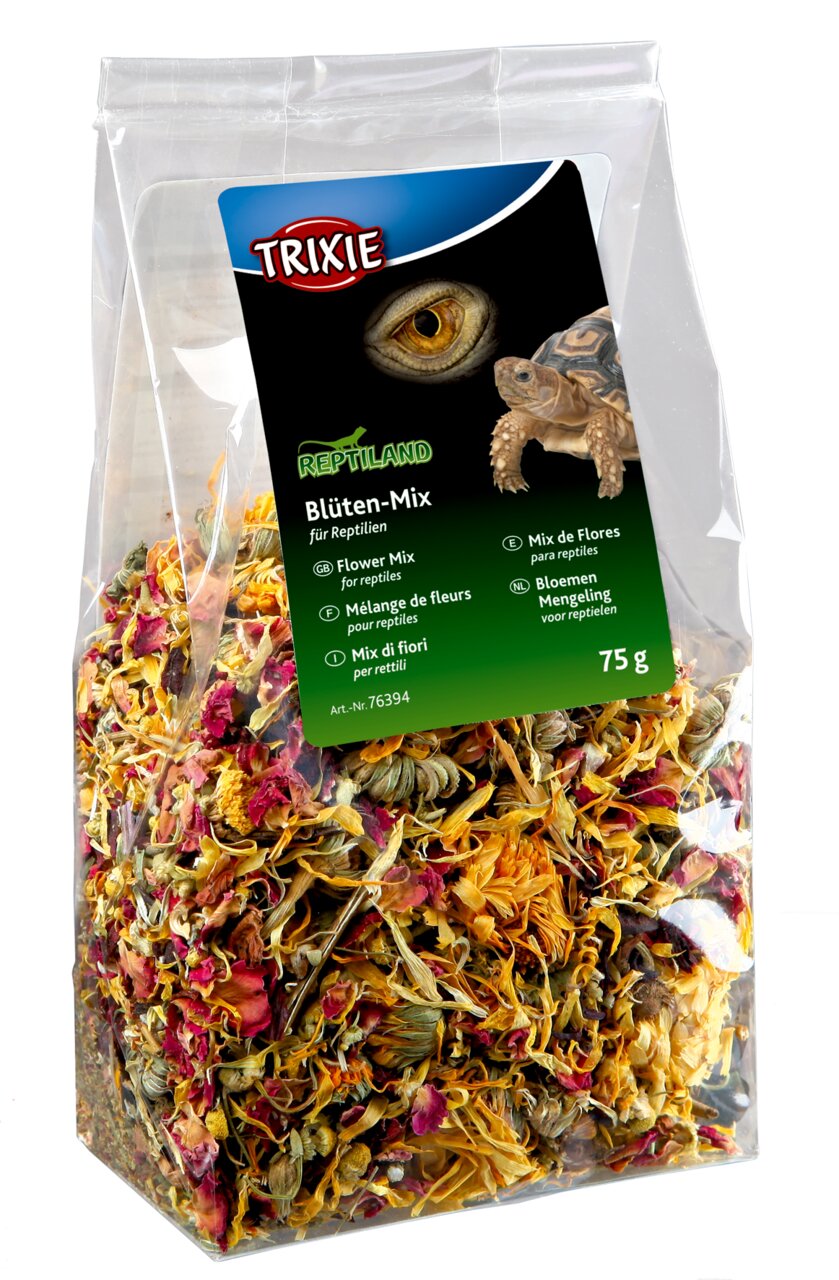 TRIXIE Reptiland Blüten-Mix, 75 g, für Reptilienhalter: Natürliche, gesunde Nahrungsergänzung aus getrockneten Blüten.