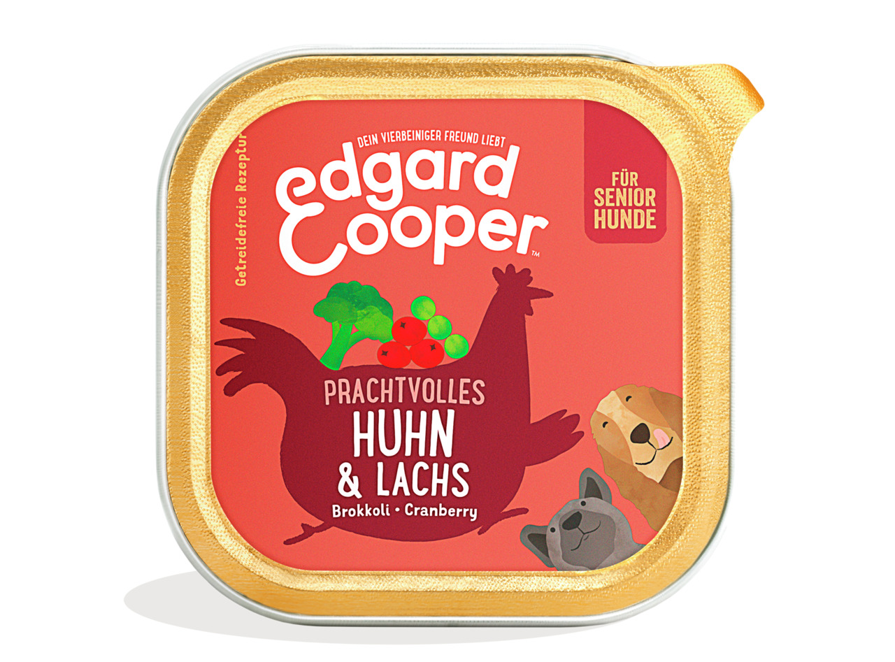 Sparpaket 11 x 150 g Edgard & Cooper Senior Huhn & Lachs Hunde Nassfutter