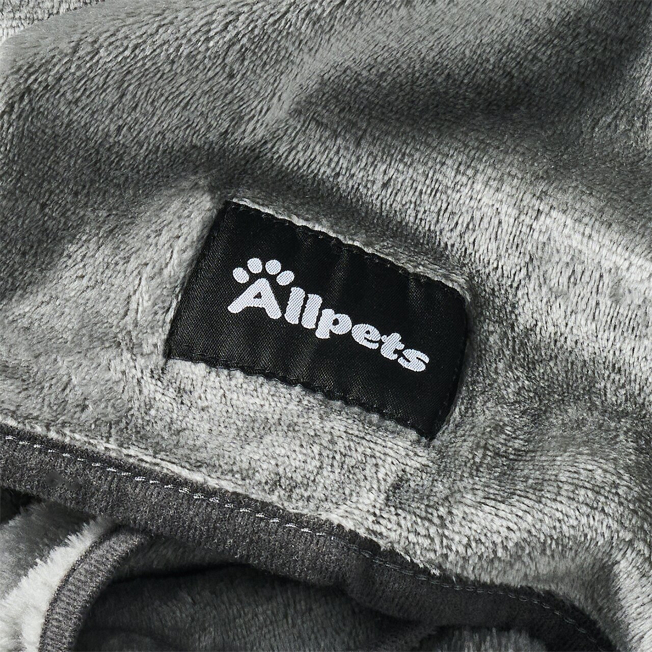 Allpets Haustierdecke, weich & grau, für Hunde/Katzen, flauschig, Komfort & Wärme, mit Logo, ideal für daheim/unterwegs.