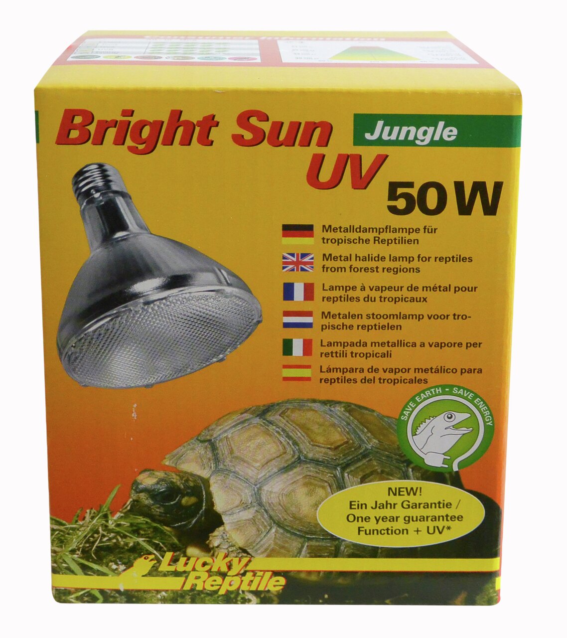 Lucky Reptile Bright Sun UV Jungle, 50 W. Für tropische Reptilien, mit UV-Schutz, energiesparend, 1 Jahr Garantie.