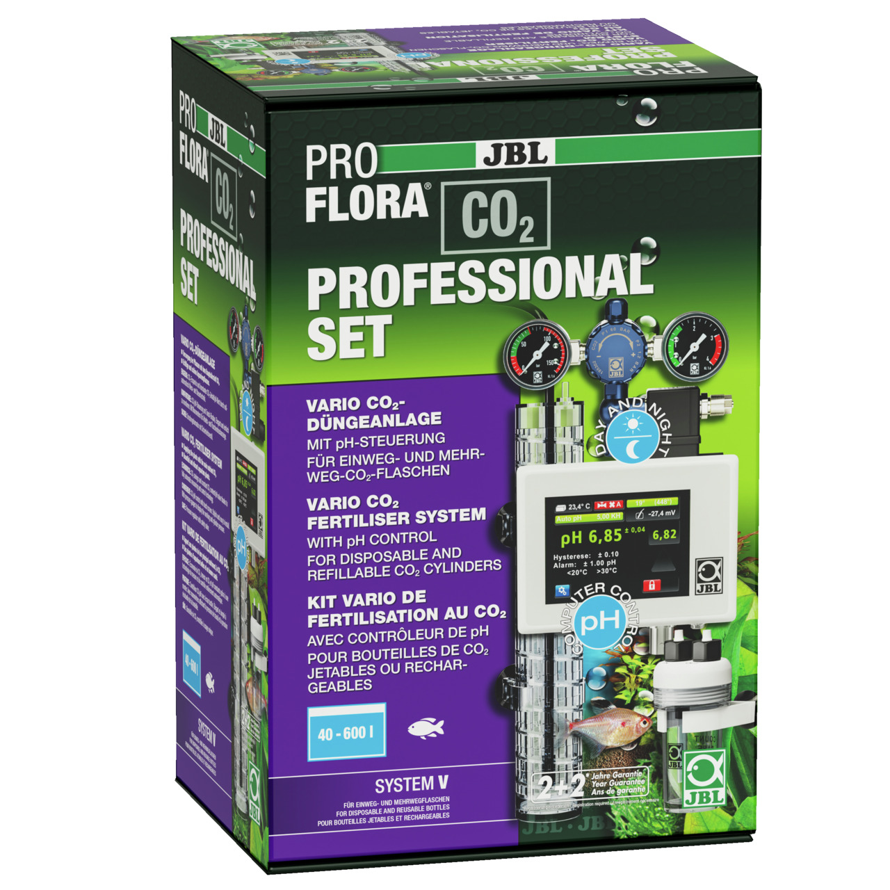 JBL ProFlora CO2 Professional Set: CO2-Düngesystem für Aquarien (40-600 L) mit pH-Steuerung, digitalem Steuergerät & Zubehör.
