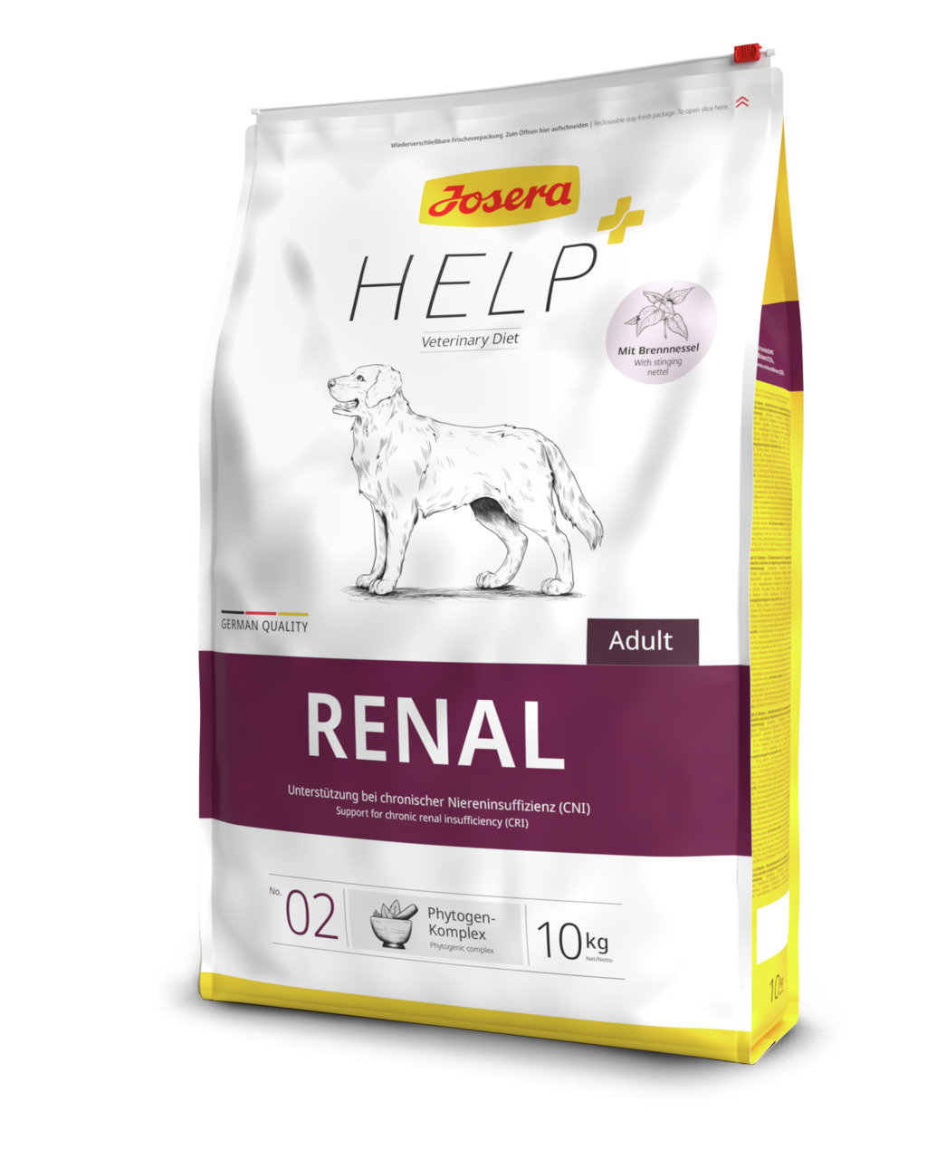 Josera Help Renal, 10 kg, für erw. Hunde mit CNI, mit Phytogen-Komplex & Brennnessel zur Unterstützung der Nierenfunktion.