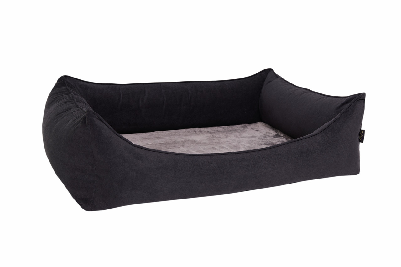 Hundebett LEBON, für Hunde aller Größen, schwarz mit grauer Liegefläche, stabil, bequem, ideal als Rückzugsort.