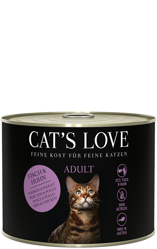 Sparpaket 24 x 200 g Cat's Love Adult Fisch & Huhn Katzen Nassfutter