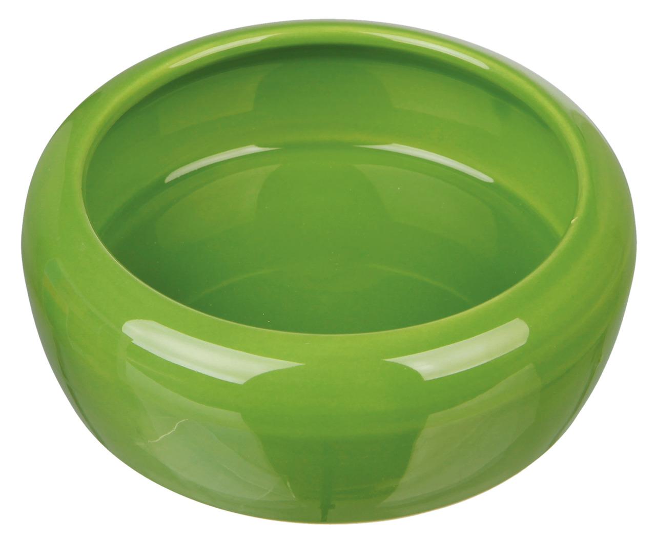 TRIXIE Grüne Keramikschale, für Kaninchen/Meerschweinchen, robust, leicht zu reinigen, ideal für Futter/Wasser, glänzend, rund.