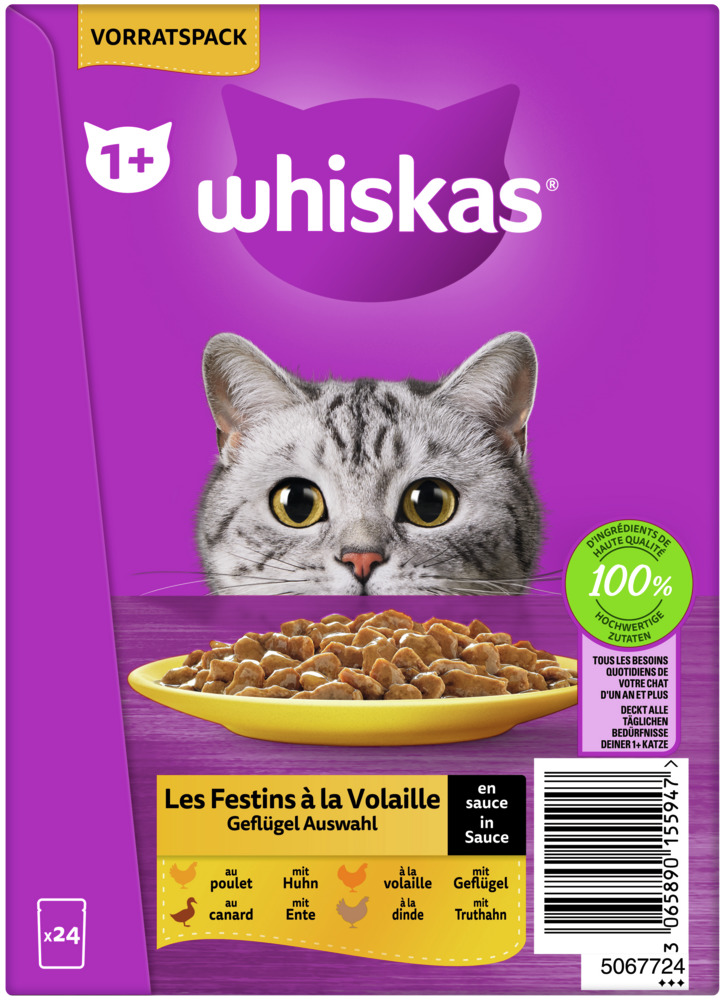 Whiskas MP 1+ Geflügel Auswahl in Sauce 24x85 g