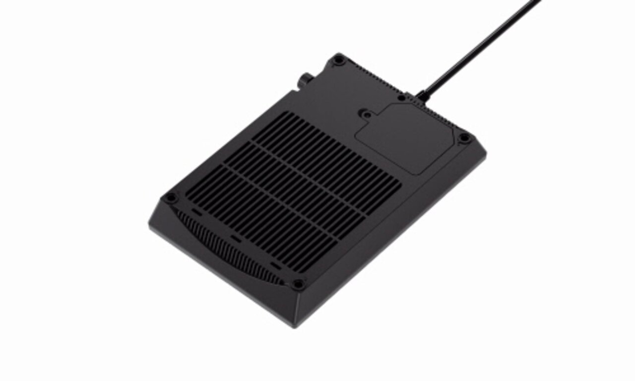 Schwarzes Kunststoff-Heizelement von HOBBY mit integriertem Kabel, geeignet für Terrarien zur Regulierung der Temperatur.