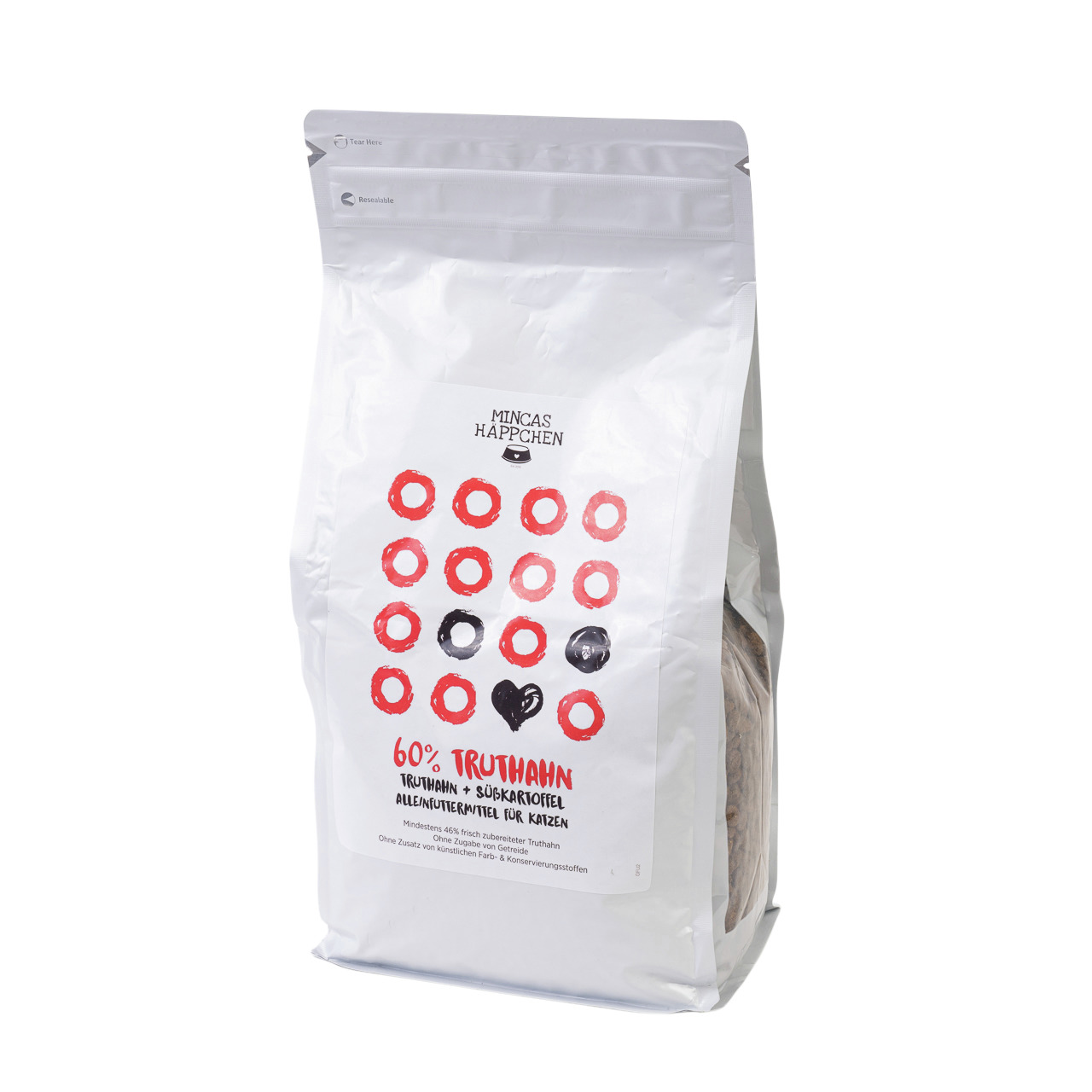 MINCAS HÄPPCHEN Katzenfutter, Truthahn & Süßkartoffel, 60% Truthahn, Alleinfuttermittel für Katzen.