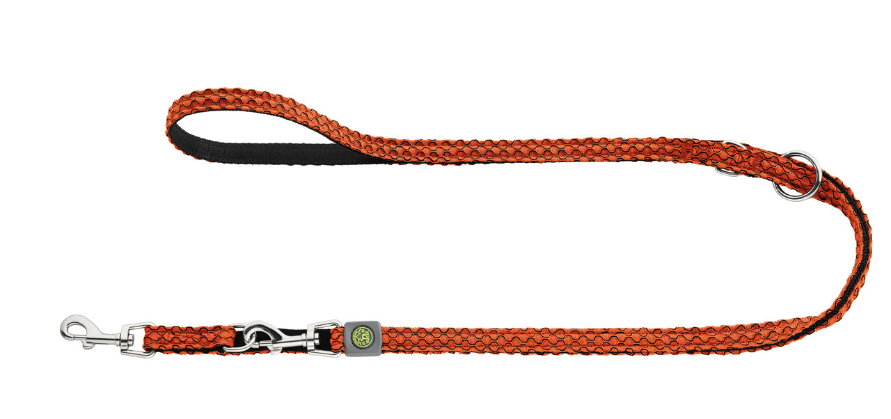 HUNTER Hundeleine "Tripoli", Orange-schwarz, für Hunde, robust & rutschfest, mit Karabiner & verstellb. Ring, ideal f. Training, Spaziergänge.