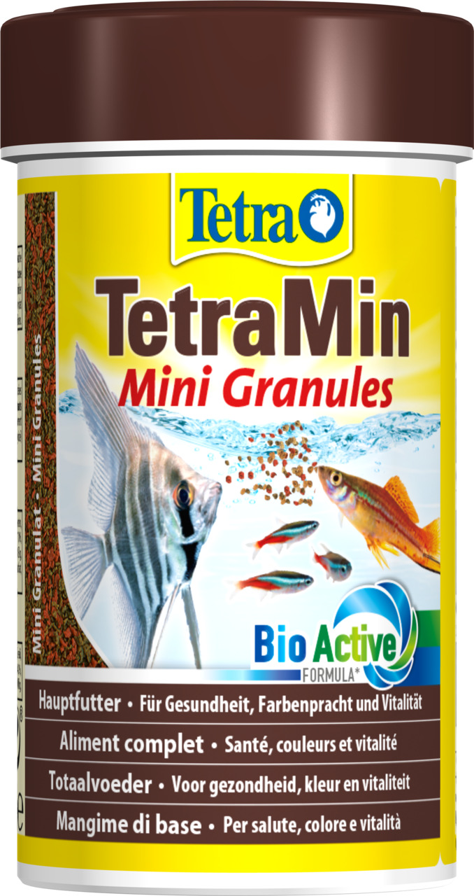 Tetra TetraMin Mini Granules, Hauptfutter für Zierfische, fördert Gesundheit, Farbenpracht & Vitalität, mit BioActive-Formel.