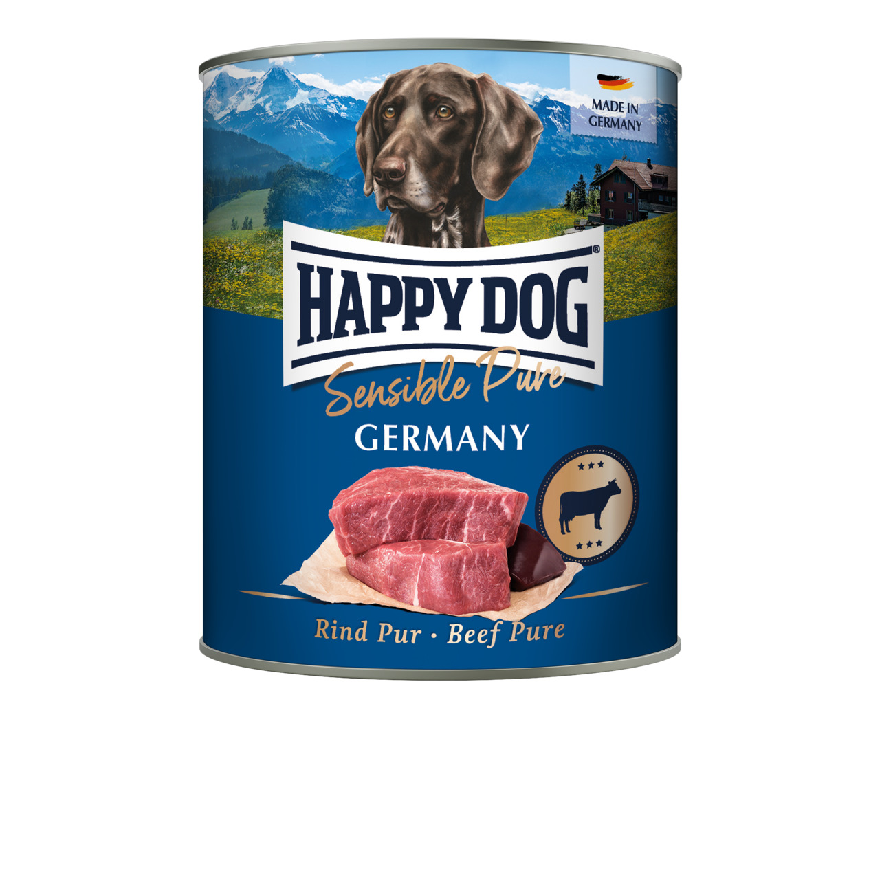 HAPPY DOG Sensible Pure Germany, Hundefutter, Rind Pur, 400 g, für Hunde, hergestellt in Deutschland.