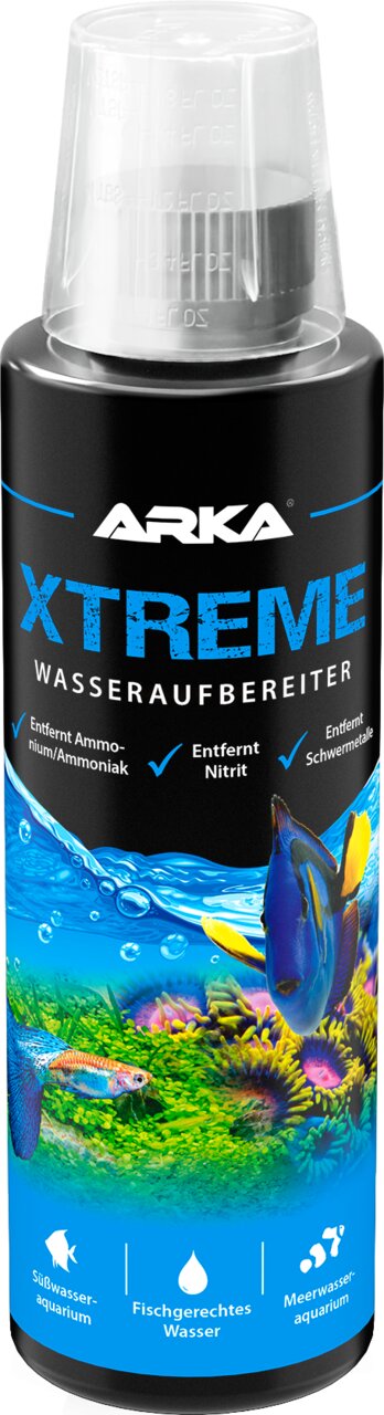 ARKA Xtreme Wasseraufbereiter für Süß- und Meerwasseraquarien, entfernt Ammonium, Nitrit und Schwermetalle.