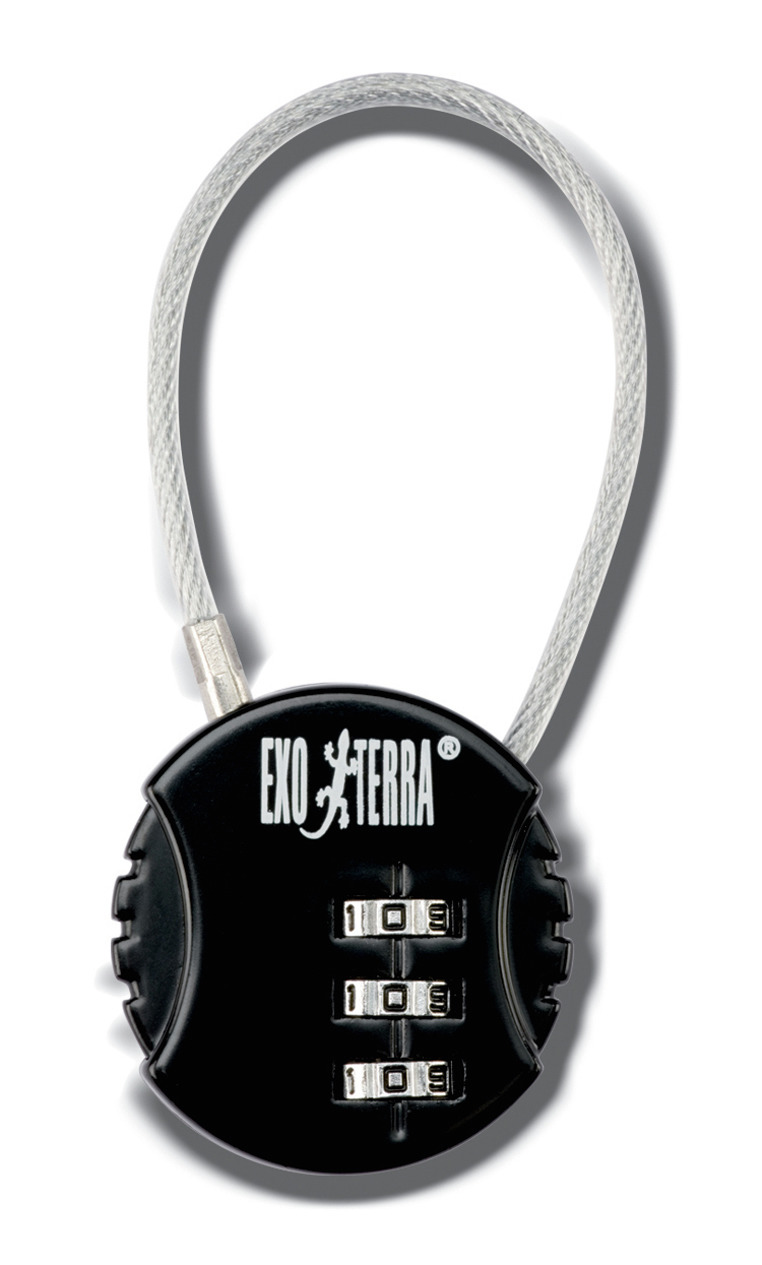 Exo Terra Kombinationsschloss, schwarz, 3 Zahlenräder, flexibles Kabel, für Terrarien, ideal für Reptilienhalter.