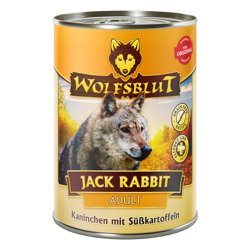 WOLFSBLUT Jack Rabbit Kaninchen mit Süßkartoffeln 395g Hundenassfutter