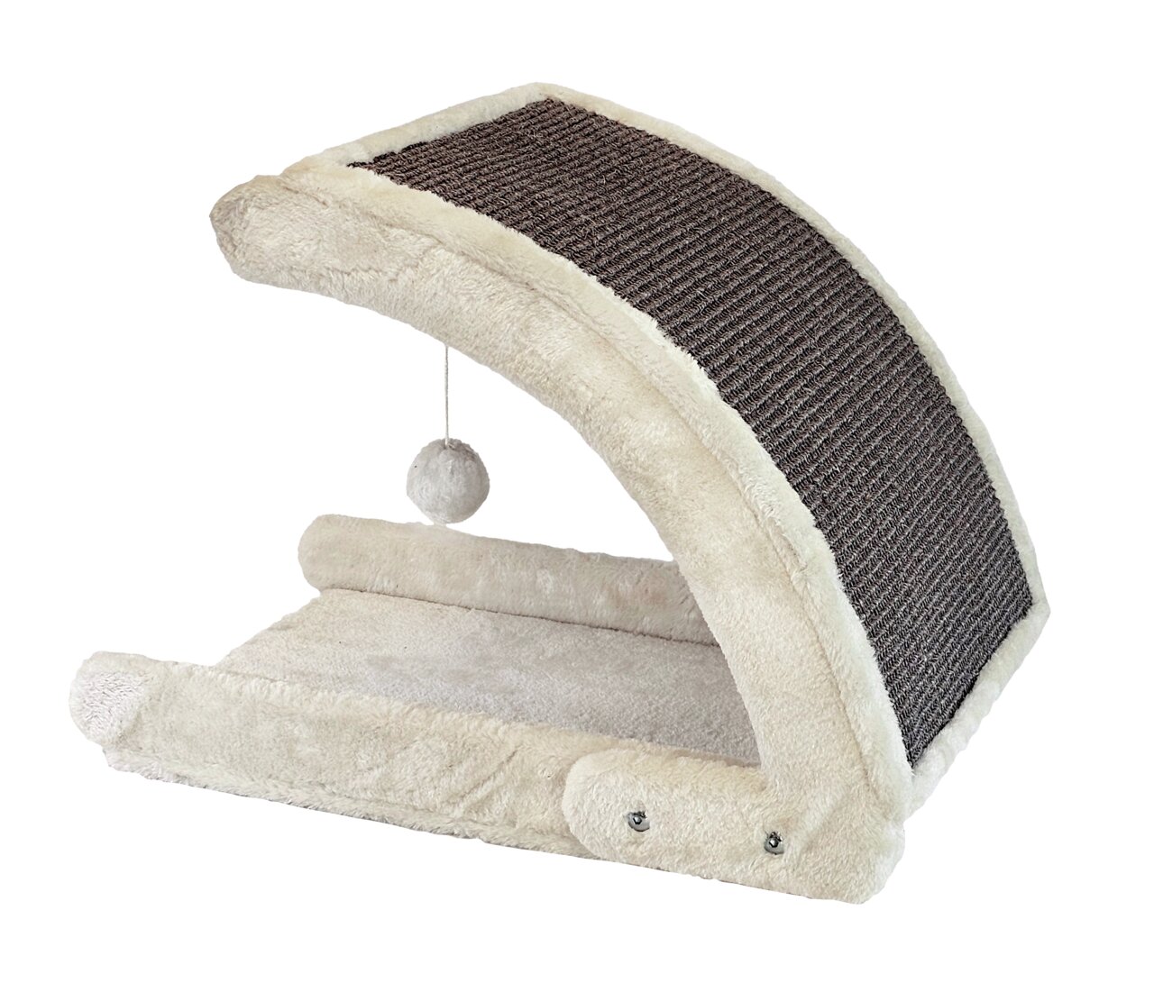 Kratzbogen Nobby "Relax" für Katzen, Plüsch beige & Sisal, inkl. Spielball, für Krallenpflege & Spielspaß, Maße: ca. 35x30x25 cm.