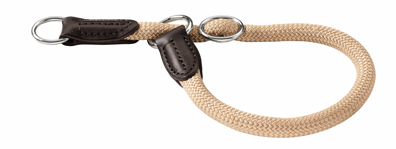HUNTER Hundehalsband Retriever-Leine Freestyle, beige, robustes Tauwerk, Lederapplikationen, Metallringe, Komfort & Sicherheit.