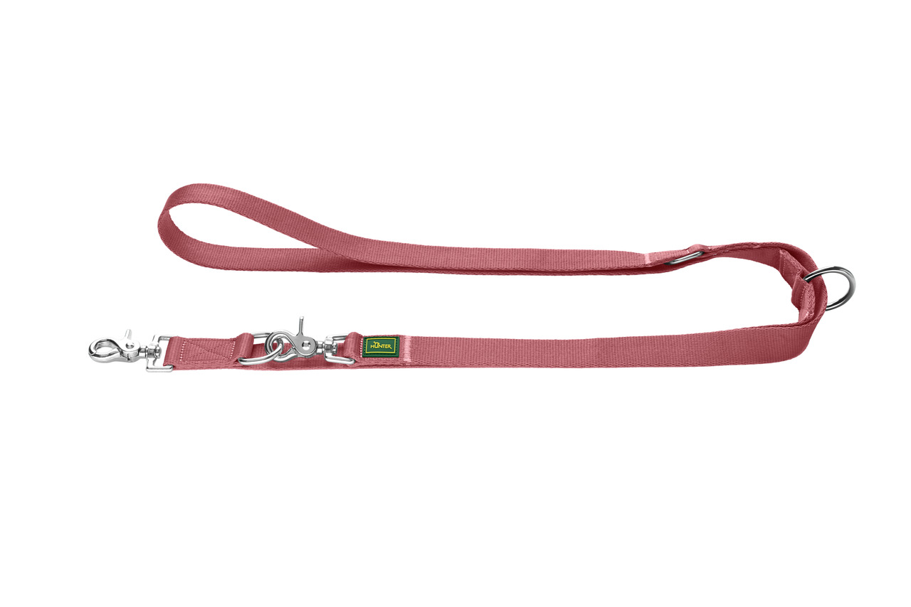 HUNTER Hundeleine Tripoli, Nylon, Rosa, für Hunde aller Größen, längenverstellbar, stabiler Karabiner, ideal für Training, Spaziergänge.