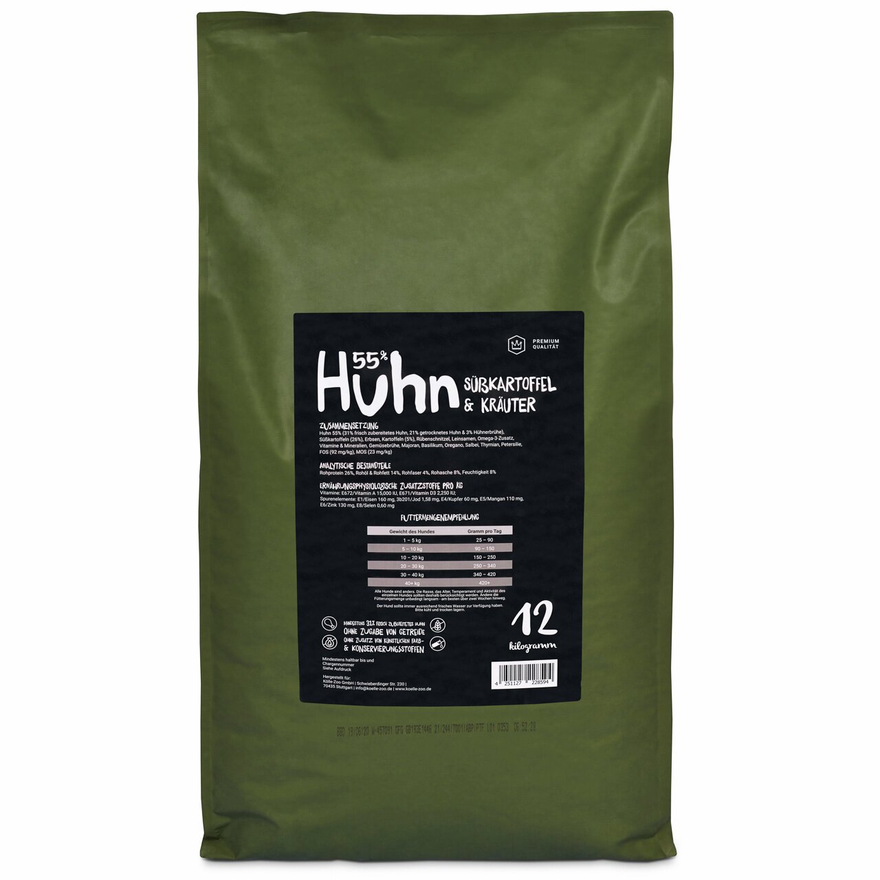 LOTTIS HÄPPCHEN Huhn mit Süßkartoffel & Kräutern, 12 kg, für Hunde
