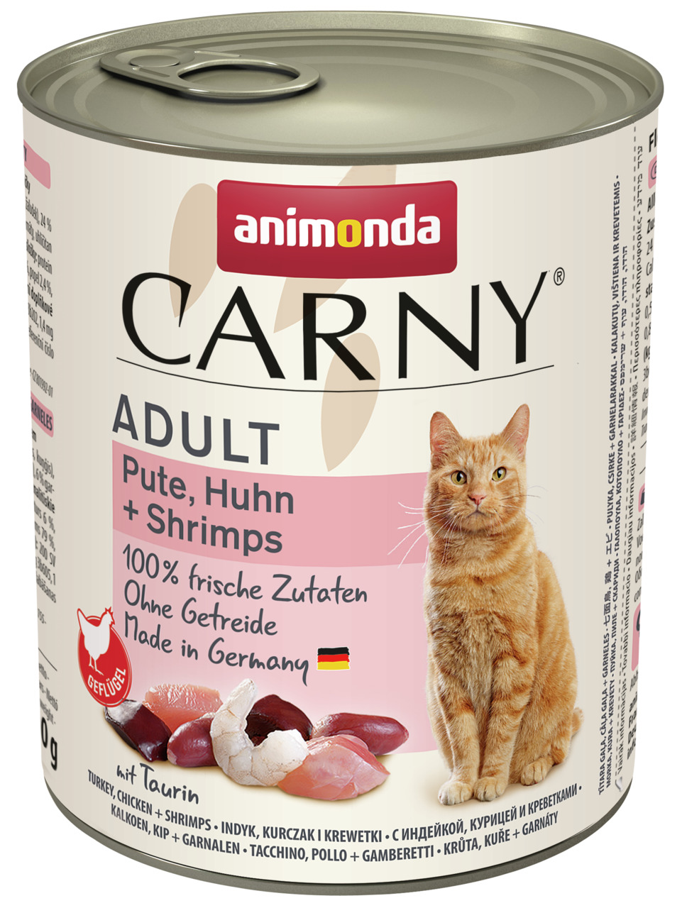 Animonda Carny Adult Katzenfutter „Pute, Huhn + Shrimps“, 200 g, 100 % frische Zutaten, ohne Getreide, mit Taurin, aus Deutschland.