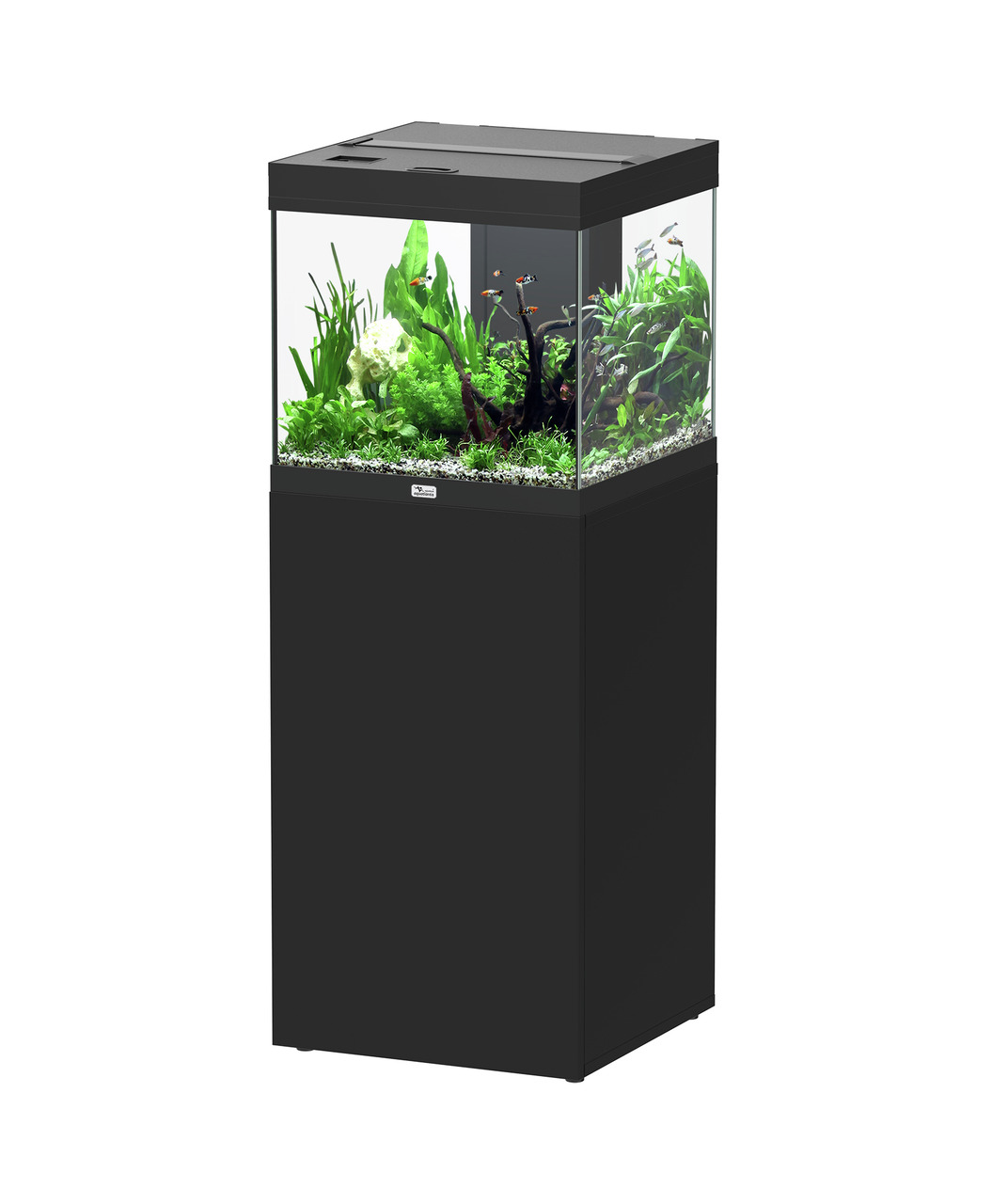 Aquatlantis Aquarium-Set Style LED 60, Schwarz, für Aquaristik-Fans, LED-Licht, Pflanzen+Fische, rechteckig, mit Unterschrank.