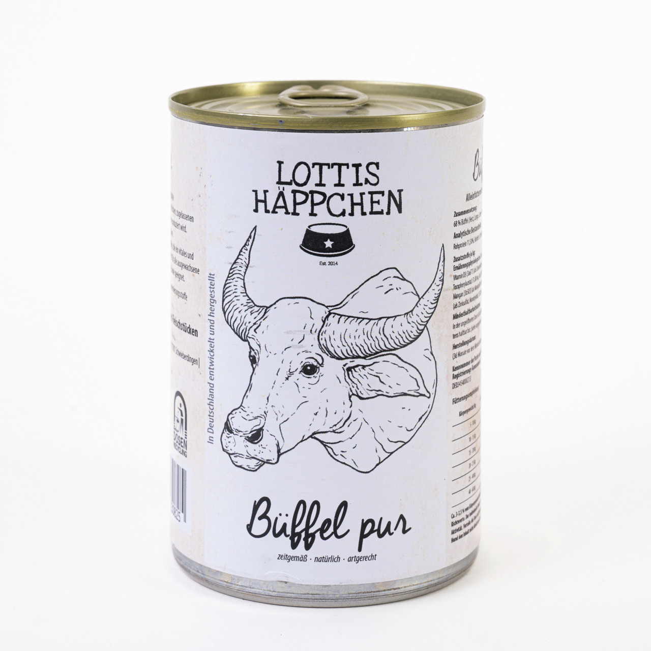 Sparpaket 6 x 400 g Lottis Häppchen Büffel Pur Hunde Nassfutter
