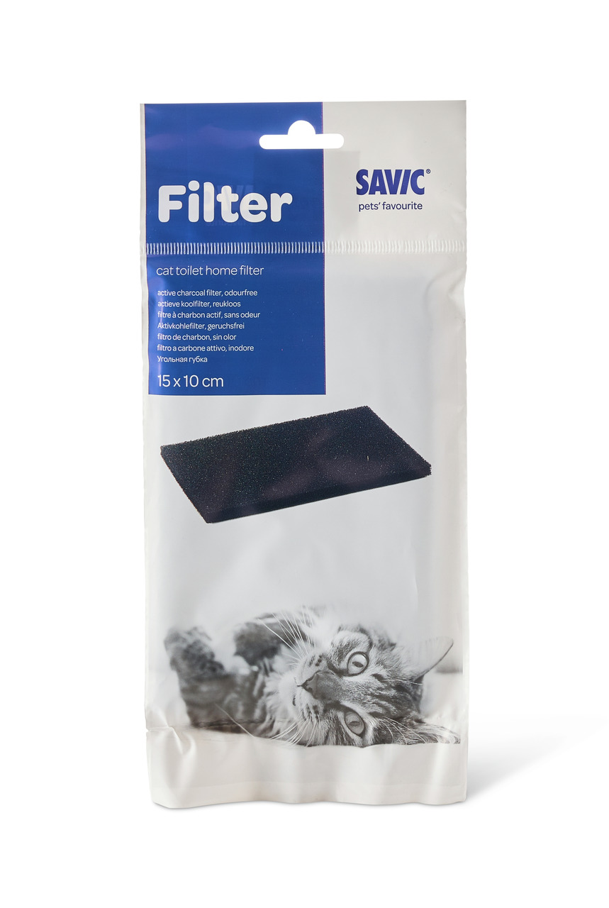 SAVIC Filter, Aktivkohlefilter f. Katzentoiletten, geruchsfrei, 15x10 cm, Zielgr.: Katzenbesitzer, Hygiene, Bild: entspannter Kater.