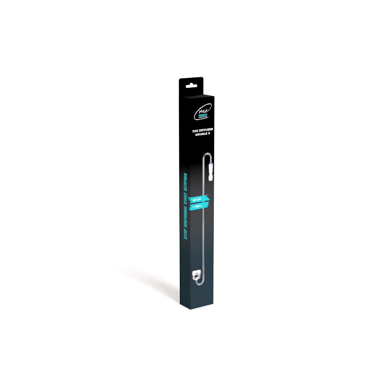 ME CO2 Diffusor Double U für Aquarien, 41 cm, Glasdiffusor für Süßwasseraquarien in schwarzer Verpackung.