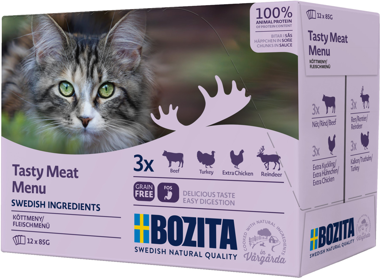 Bozita Häppchen in Soße Fleischmenü Multipack Katzen Nassfutter 12 x 85 g