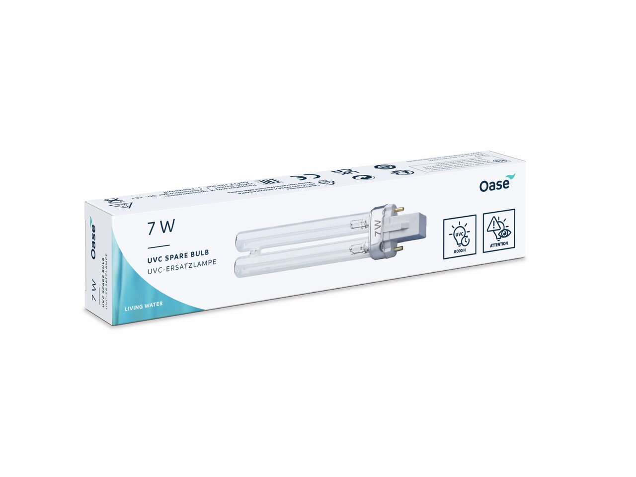 Oase 7W UVC Spare Bulb, für Teichfilter/Aquarien, Wasseraufbereitung durch UV-C-Strahlung, 7 Watt.