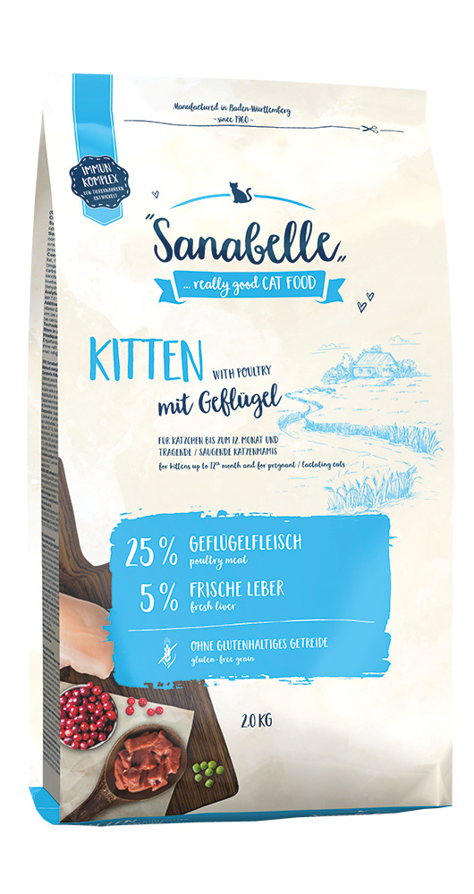 Sanabelle Kitten mit Geflügel Katzen Trockenfutter 2 kg