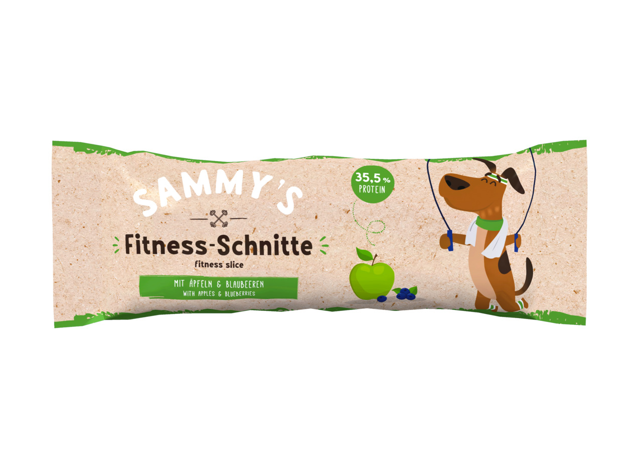 Sparpaket 2 x 25 g Sammy's Fitness-Schnitte mit Äpfeln & Blaubeeren Hunde Snack