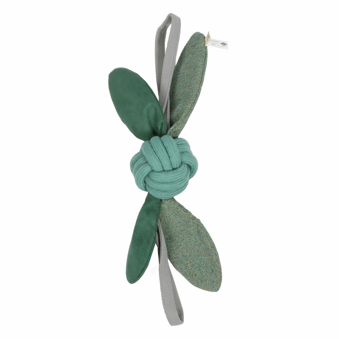 D&D „Knotted Fun Toy“ für Hunde, robuster grüner Stoff, Knoten, weiche Ohren, Spiel & Zahnpflege, geeignet für alle Größen.