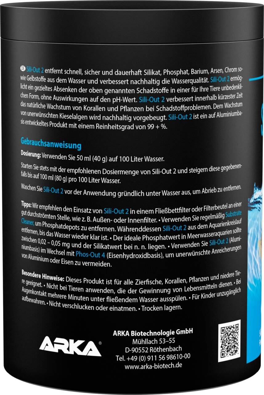 ARKA Sili-Out 2 für Meerwasseraquarien, Filtermedium für Zierfische und Korallen, entfernt Silikat und Phosphat.
