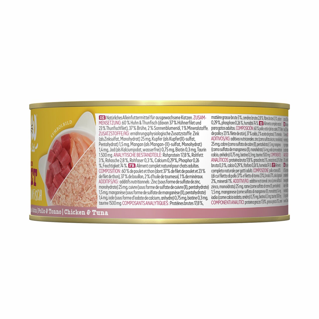 WOW CAT Katzenfutter, Huhn & Thunfisch, Alleinfutter für ausgewachsene Katzen, 60 % Huhn & Thunfisch (37 % Hühner-, 23 % Thunfischfilet).