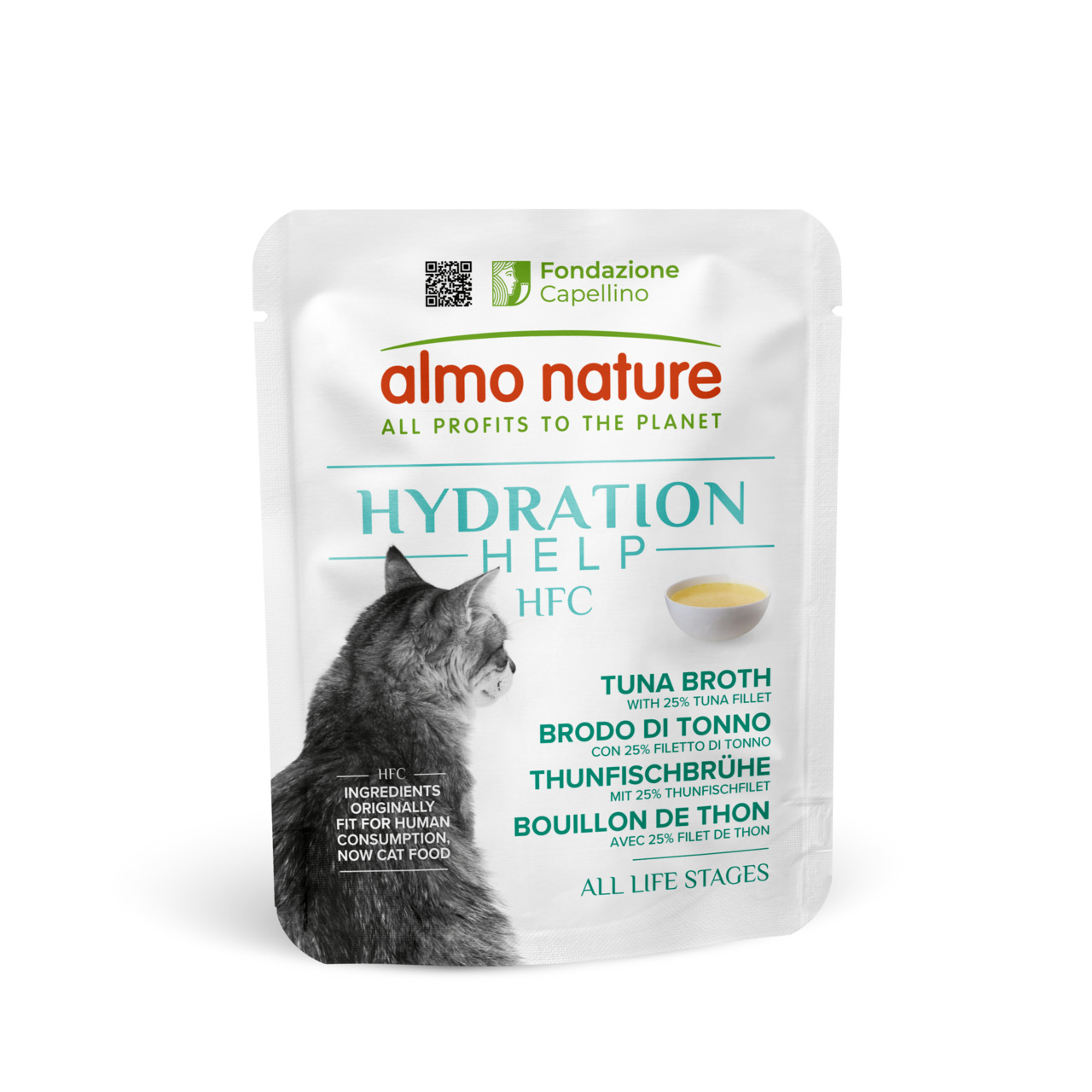 Almo Nature Hydration Help HFC Thunfischbrühe, Ergänzungsfutter f. Katzen, Thunfisch, 25 % Filet, HFC: ehem. für menschl. Verzehr geeignet.