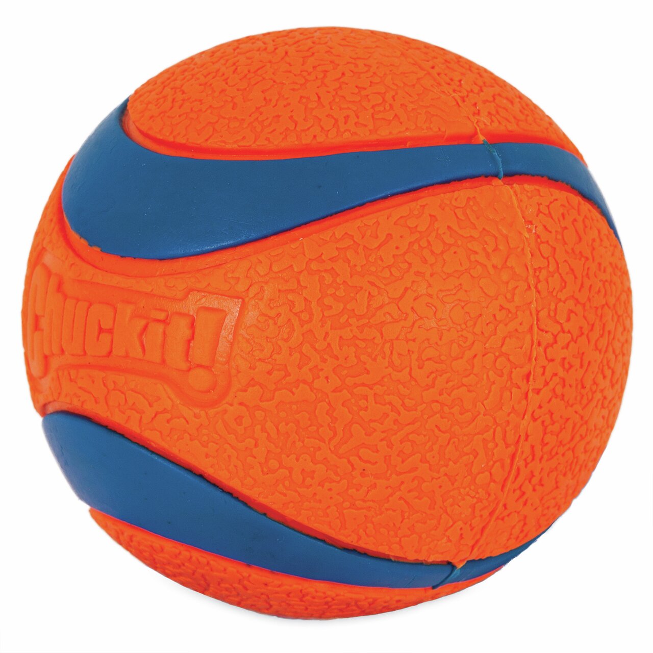 Chuckit! Ultra Ball: Robustes Hundespielzeug für mittelgroße/große Hunde, orange-blau, schwimmfähig, leicht zu reinigen, aus Gummi.