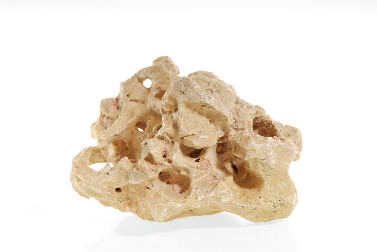 Aquadeco Naturstein Lochgestein, beige, für Aquarien/Terrarien, Dekoration & Verstecke, nachhaltig, sicher, Maße/Gewicht variabel.