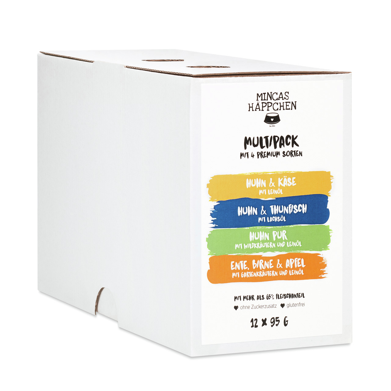 Mincas „MINCAS HÄPPCHEN“, Nassfutter f. ausgewachsene Katzen, 100 g, ausgewogene Ernährung, Geschmacksrichtung nicht erkennbar.
