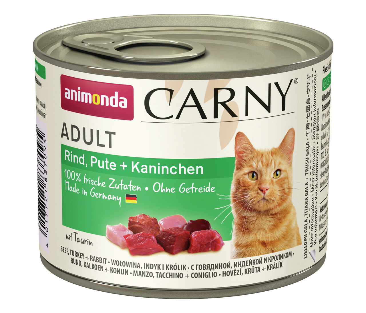 Animonda Carny Adult Katzenfutter, Rind-Pute-Kaninchen, 100 % frische Zutaten, ohne Getreide, Made in Germany, 200 g.