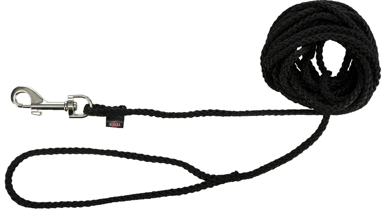 TRIXIE Hundeleine, schwarz, 8 m, robustes Material, für Hunde aller Größen, ideal für Spaziergänge & Training, Metallkarabiner.