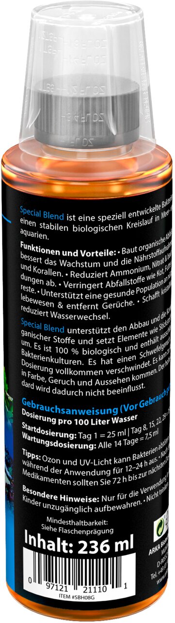 ARKA Special Blend Bakterienlösung für Meerwasseraquarien, Zielgruppe Aquarianer, 236 ml, für stabilen Kreislauf.
