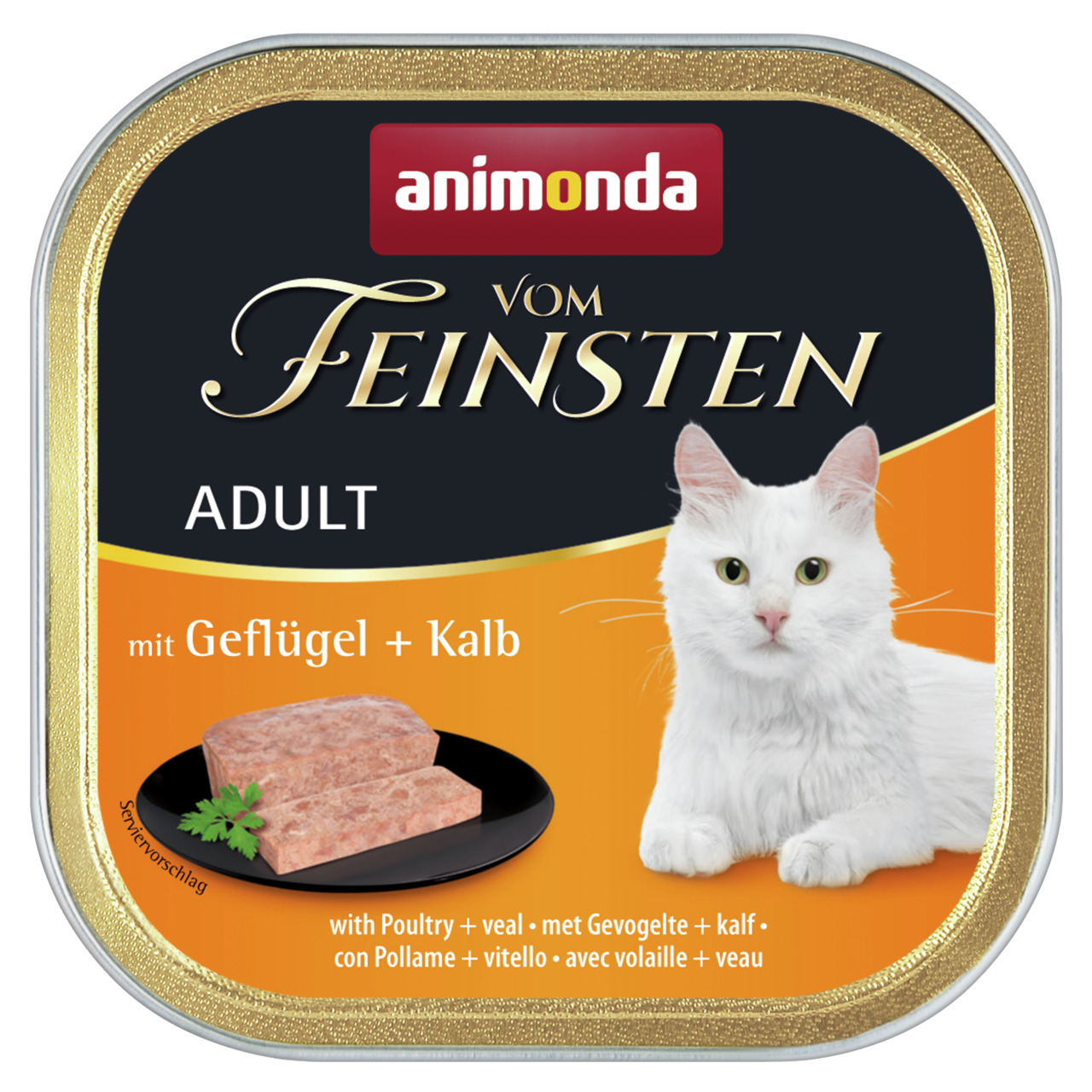Animonda Vom Feinsten Katzenfutter, Adult, Geflügel+Kalb, für ausgewachsene Katzen, 100 g.