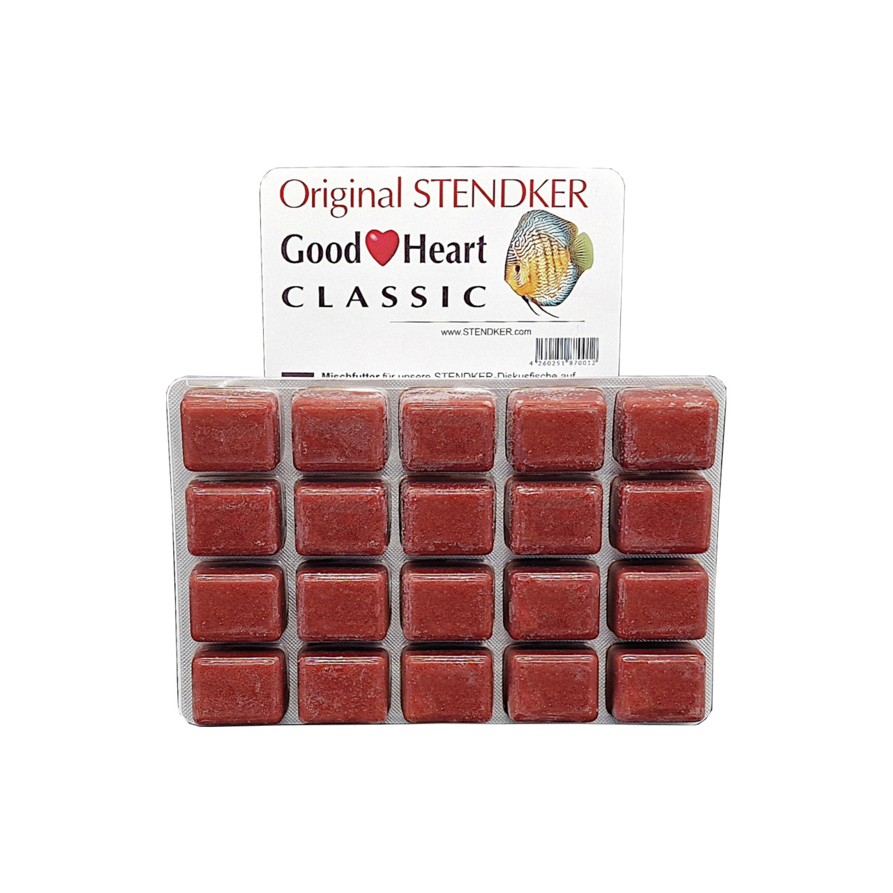 Stendker Original Good Heart Classic, Frostfutter f. Diskusfische, 24 rote Würfel, optimale Nährstoffversorgung.