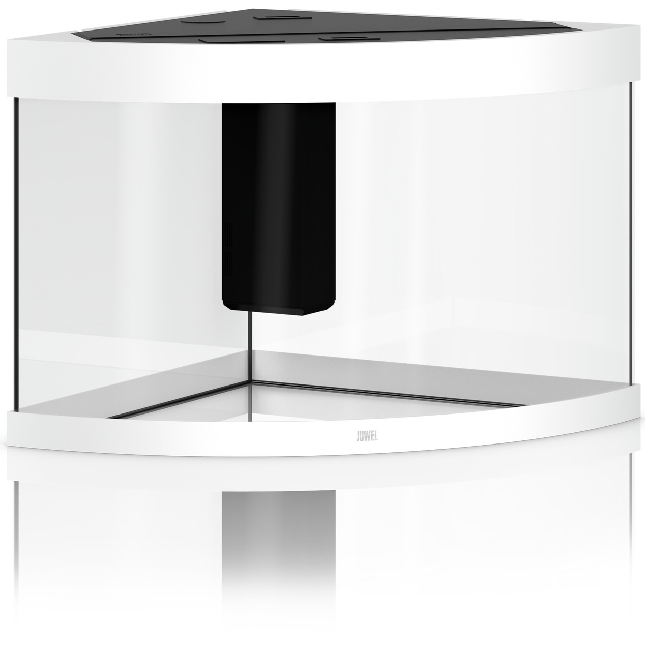 JUWEL Trigon 190 LED Aquarium, Weiß, für Süßwasserfische, 190 L, modernes Eck-Design, gebogene Front, integrierte LED-Beleuchtung.
