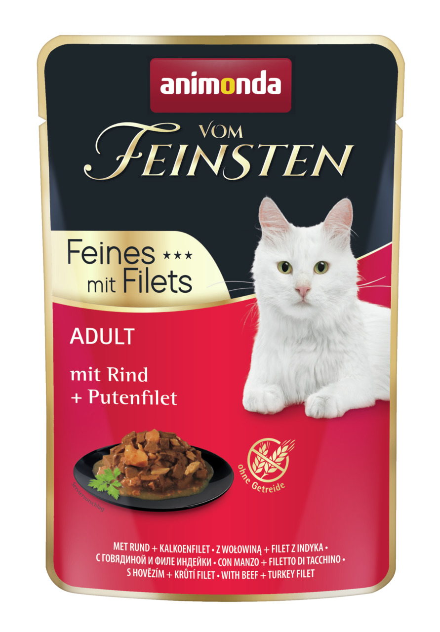 animonda Vom Feinsten Adult, Rind & Putenfilet, für ausgewachsene Katzen, ohne Getreide, 100 g.