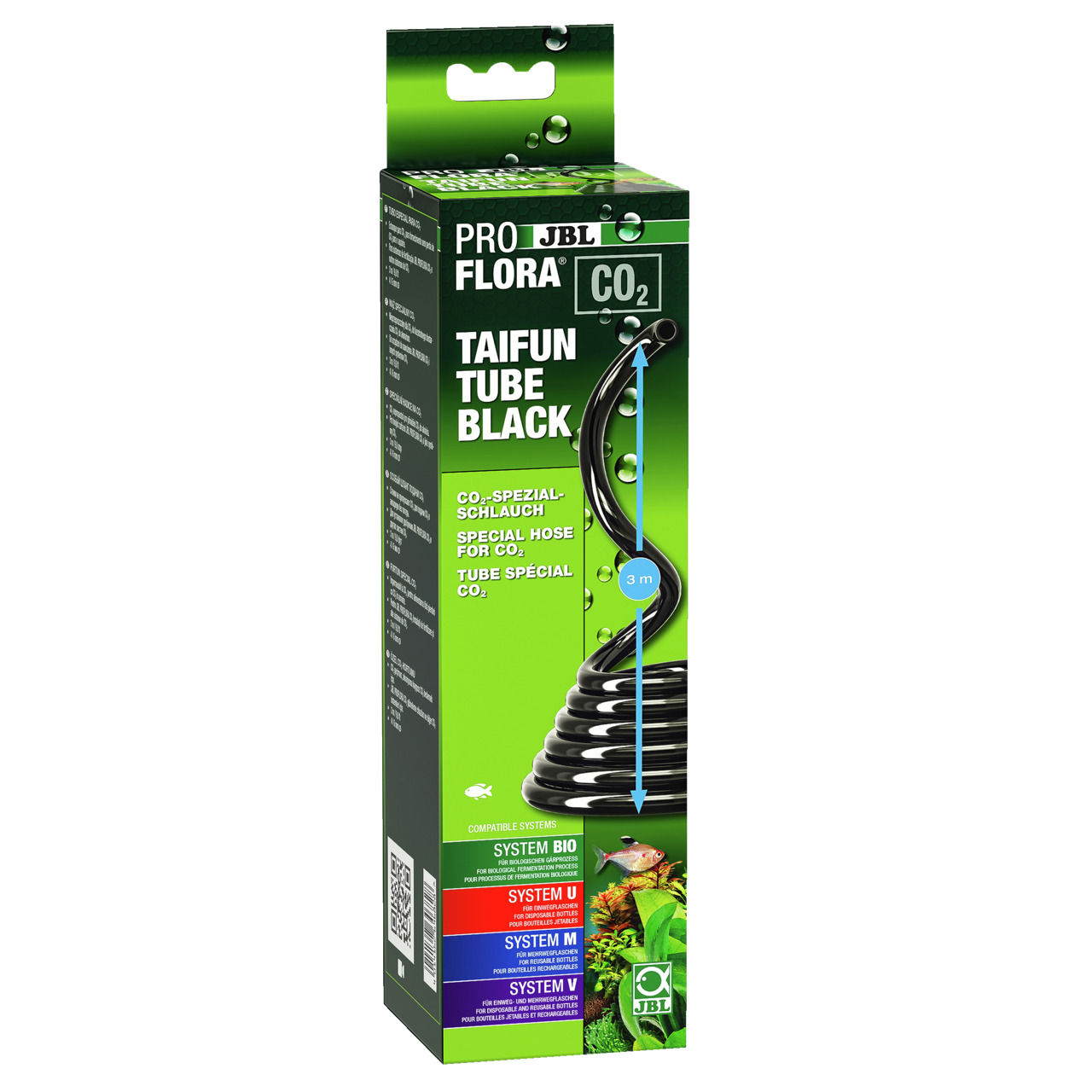 JBL ProFlora Taifun Tube Black: CO2-Schlauch (3m) für Aquarien, fördert Pflanzenwachstum, passend für Bio, U, M, V-Systeme.